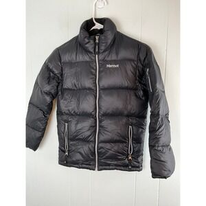 Marmot Kids Black Quilted Down Puffer Jacket Full Zip Size Small S/P/CH